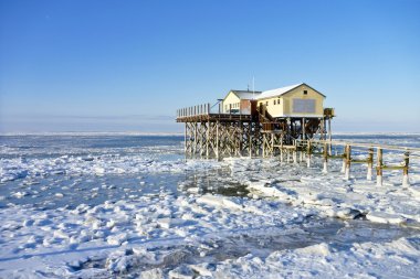 Kışın st. peter-ording plaj