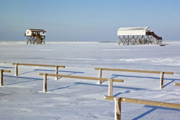 Pláž z St. Peter-Ording v zimě — Stock fotografie