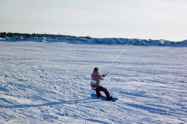 Kitesurfer im Schnee — Stockfoto