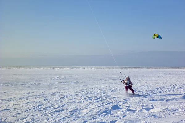 Kite surfer in the snow — Stock Photo, Image