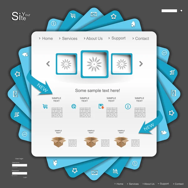 Diseño del sitio web azul — Vector de stock