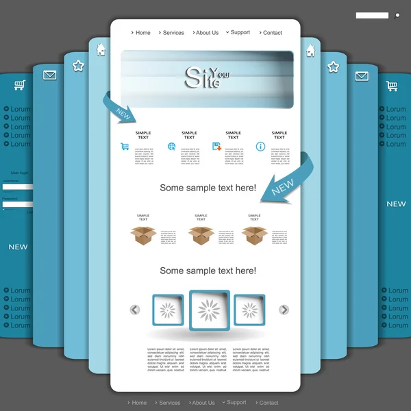 Diseño del sitio web azul — Archivo Imágenes Vectoriales
