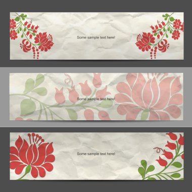 Banner set with flower clipart