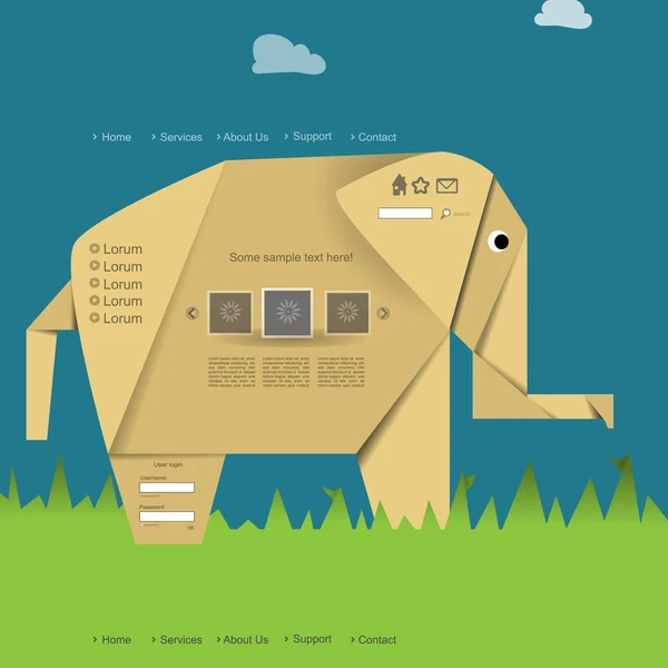 Progettazione web elefante — Vettoriale Stock