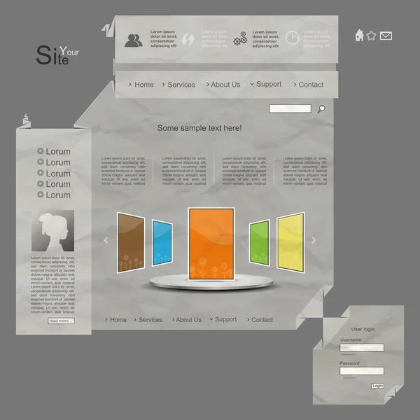 Progettazione web origami — Vettoriale Stock