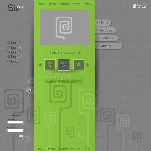 Gröna webbdesign med mönster — Stock vektor