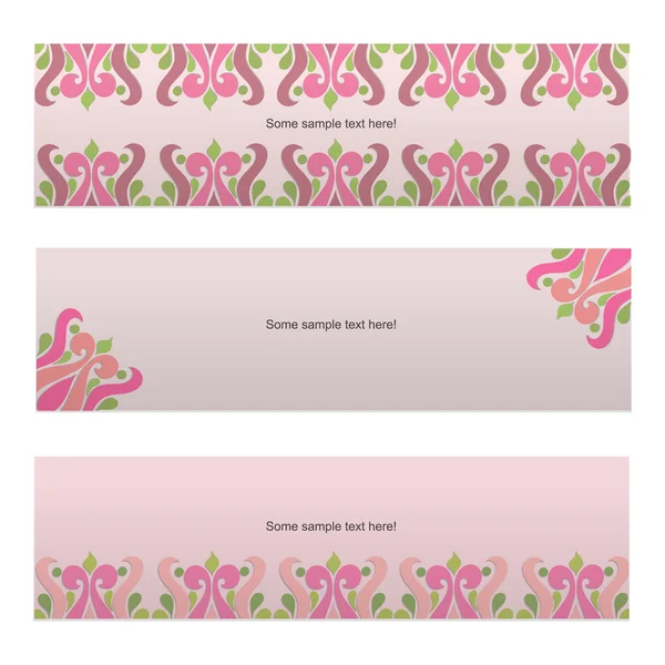 Pink banner flower set — Stock Vector