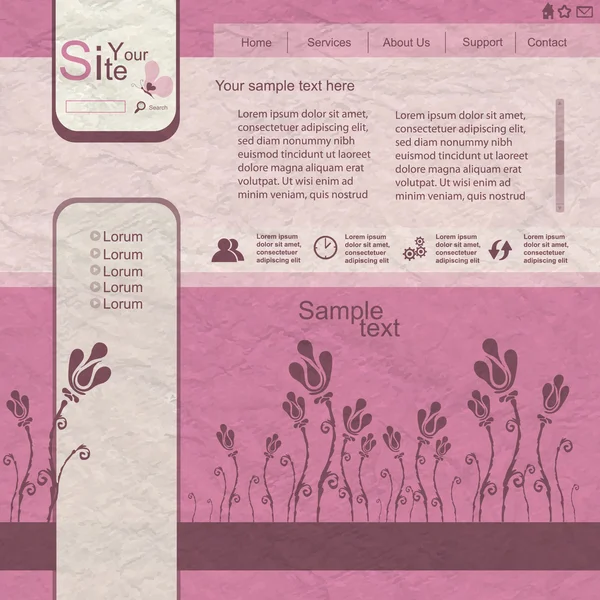 自然ピンクの web デザイン — ストックベクタ