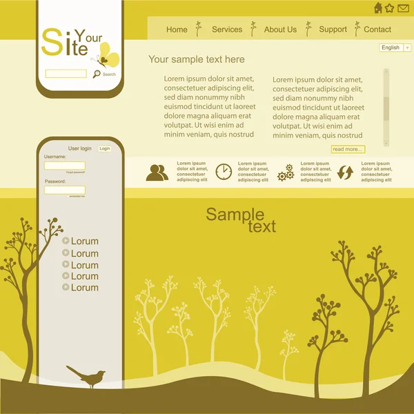 Diseño web de naturaleza amarilla — Archivo Imágenes Vectoriales