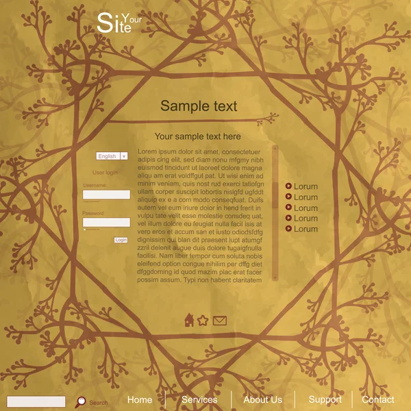 Diseño web marrón con árbol — Archivo Imágenes Vectoriales