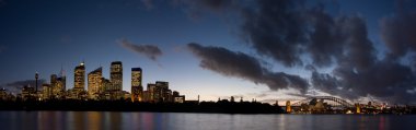 Sydney night skyline panorama clipart