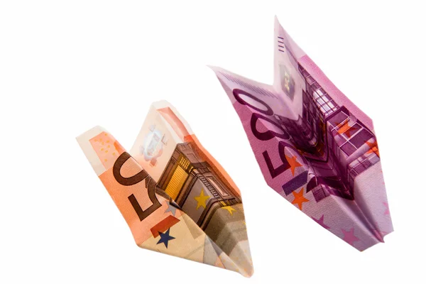 Бумажные самолеты из денег — стоковое фото