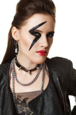 Young Woman styled like rock star clipart