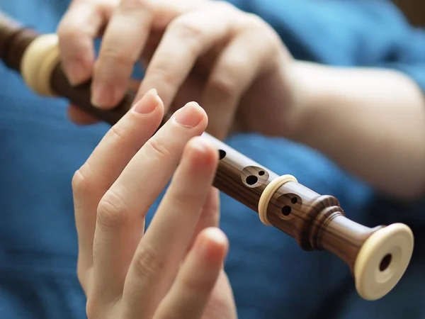 Playing the recorder — Stock Photo, Image
