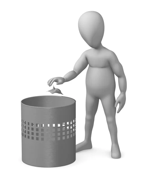 Character with bin — Stock Photo, Image