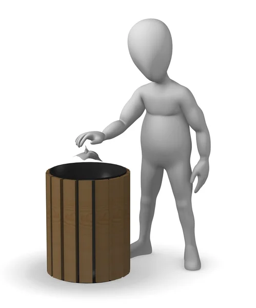 Character with bin — Stock Photo, Image