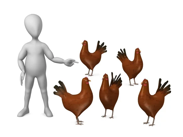 Character with hen — Stock Photo, Image