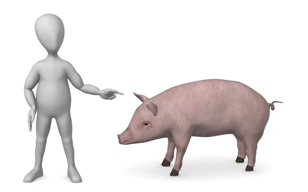 Character with pig — Stock Photo, Image