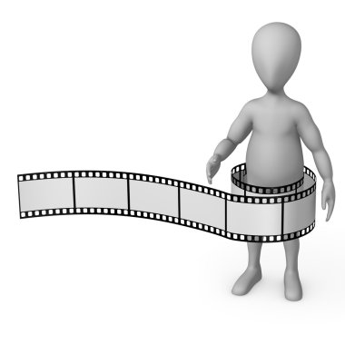 3D render ile boş film çizgi film karakteri