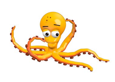 3D render karikatür ahtapot