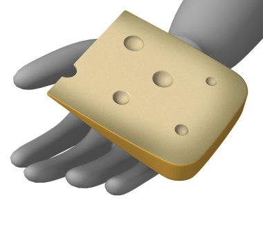 çizgi film karakteri peynir ile 3D render