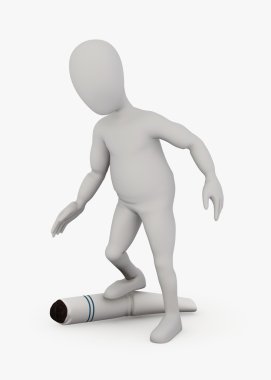 3D render ile sigara - çizgi film karakteri sigara durdurmak