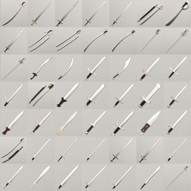 3d render of large weapon collection clipart