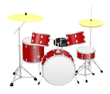 render 3D del personaje de dibujos animados con drumset