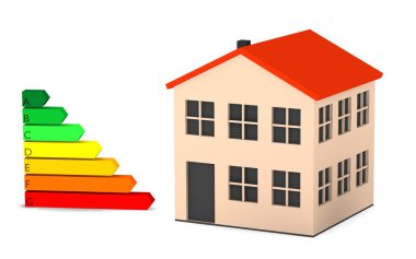 3d render of energy efficiency with house clipart