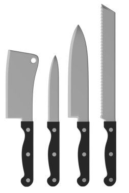 mutfak bıçakları 3D render