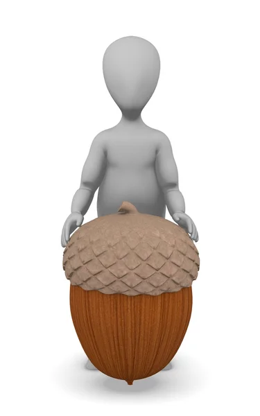 3D renderowania postać z kreskówek z żołądź — Zdjęcie stockowe