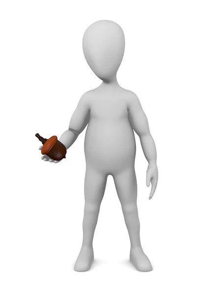 3d рендер персонажа мультфильма с желудями — стоковое фото