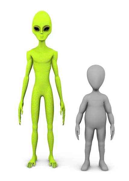 3d renderizado de personaje de dibujos animados con alienígena —  Fotos de Stock