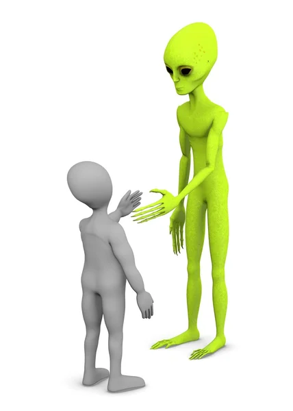 3d render of cartoon character with alien — Stock Photo, Image