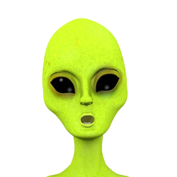 3D-Darstellung von grünem Außerirdischen — Stockfoto