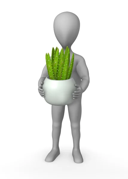 3d render of cartoon character with aloe — Stock Photo, Image