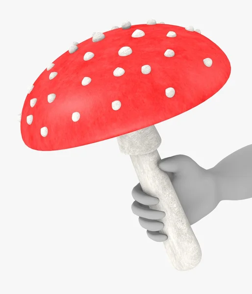 3D рендер персонажа мультфильма с amanita muscaria — стоковое фото