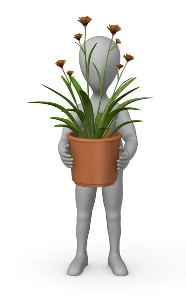 3D візуалізація мультиплікаційного персонажа з рослиною анігозантос — стокове фото