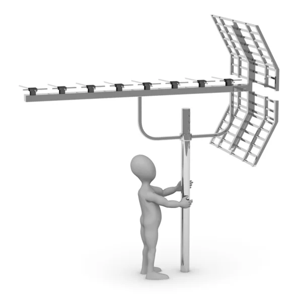 3D-Darstellung der Zeichentrickfigur mit Antenne — Stockfoto