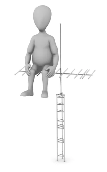 Renderização 3d de personagem de desenho animado com antena — Fotografia de Stock