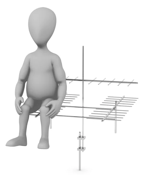 3D καθιστούν χαρακτήρα κινουμένων σχεδίων με antenne — Φωτογραφία Αρχείου