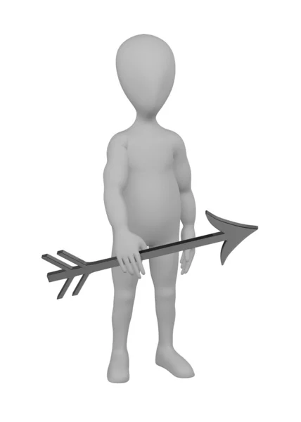 3D візуалізація мультиплікаційного персонажа зі стрілкою — стокове фото