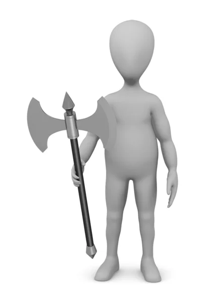 Renderização 3d de personagem de desenho animado com machado — Fotografia de Stock