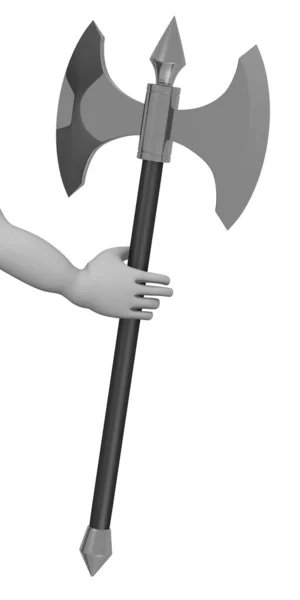 漫画のキャラクターの斧との 3 d レンダリング — ストック写真