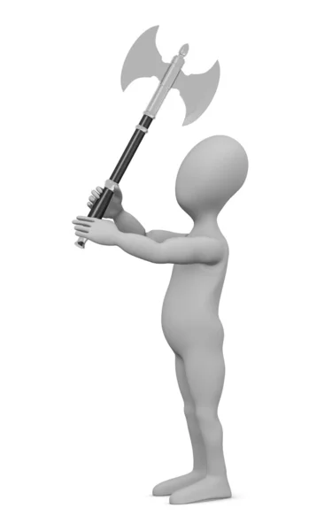 3d render of cartoon character with axe — Stock Photo, Image