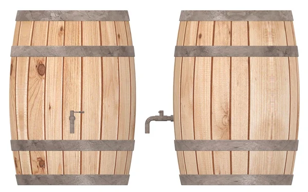 3d renderização de barris de madeira — Fotografia de Stock