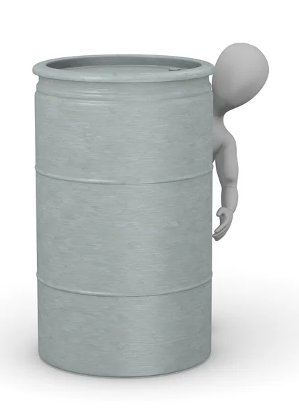 Renderização 3d de personagem de desenho animado com barril — Fotografia de Stock