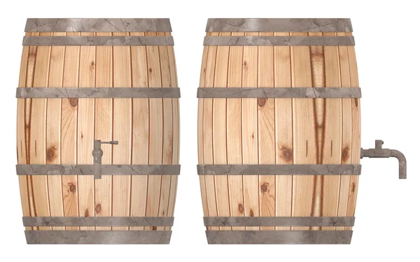 3d render of wooden barrels — Stock Photo, Image