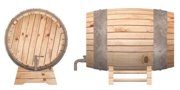 3d renderização de barris de madeira — Fotografia de Stock