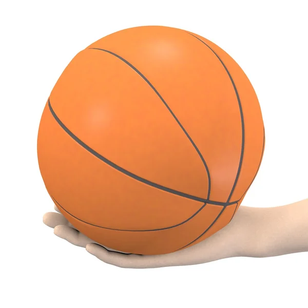 3d renderizado de la mano con bola de cesta — Foto de Stock